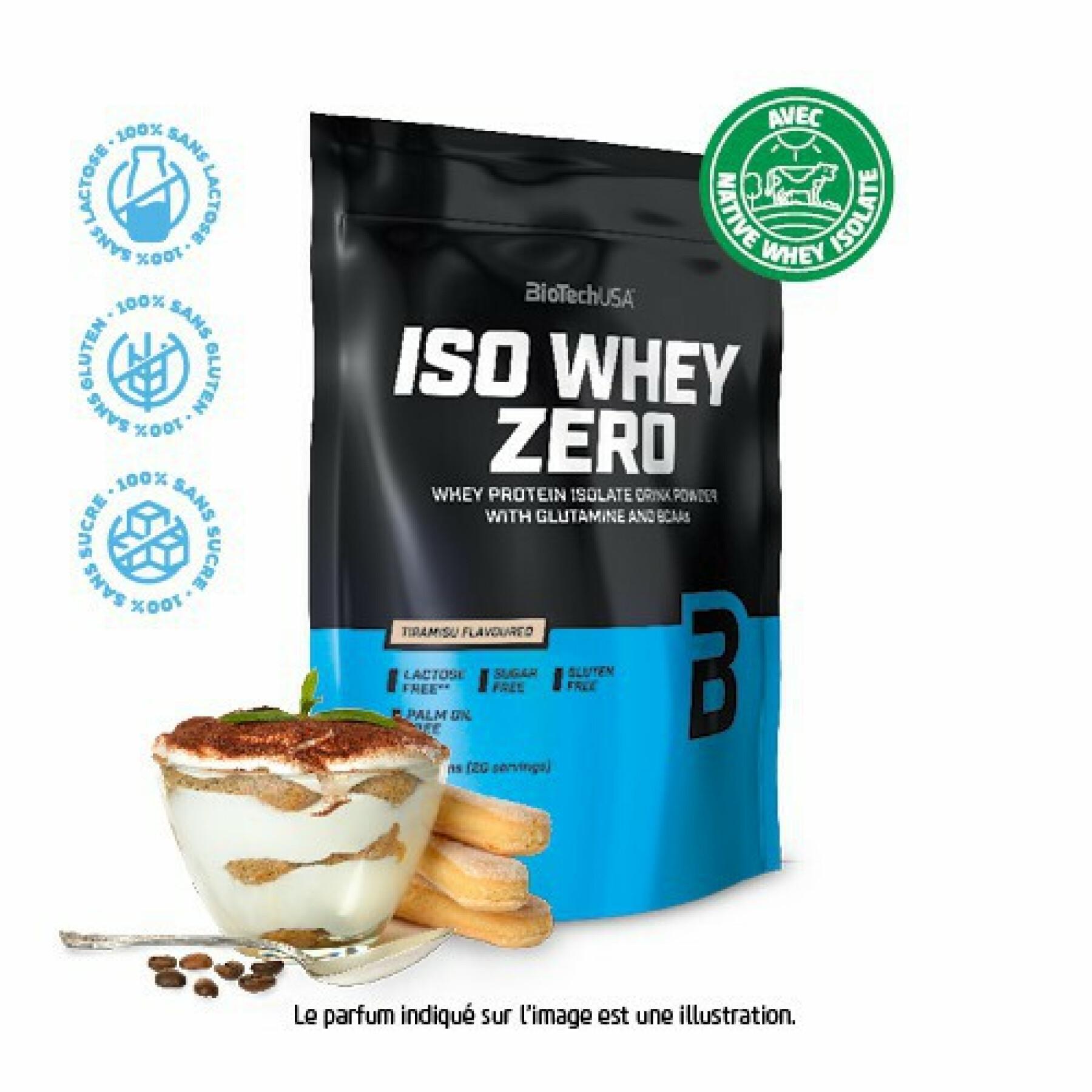 Opakowanie 10 torebek protein Biotech USA iso whey zero lactose free - Tiramisu - 500g