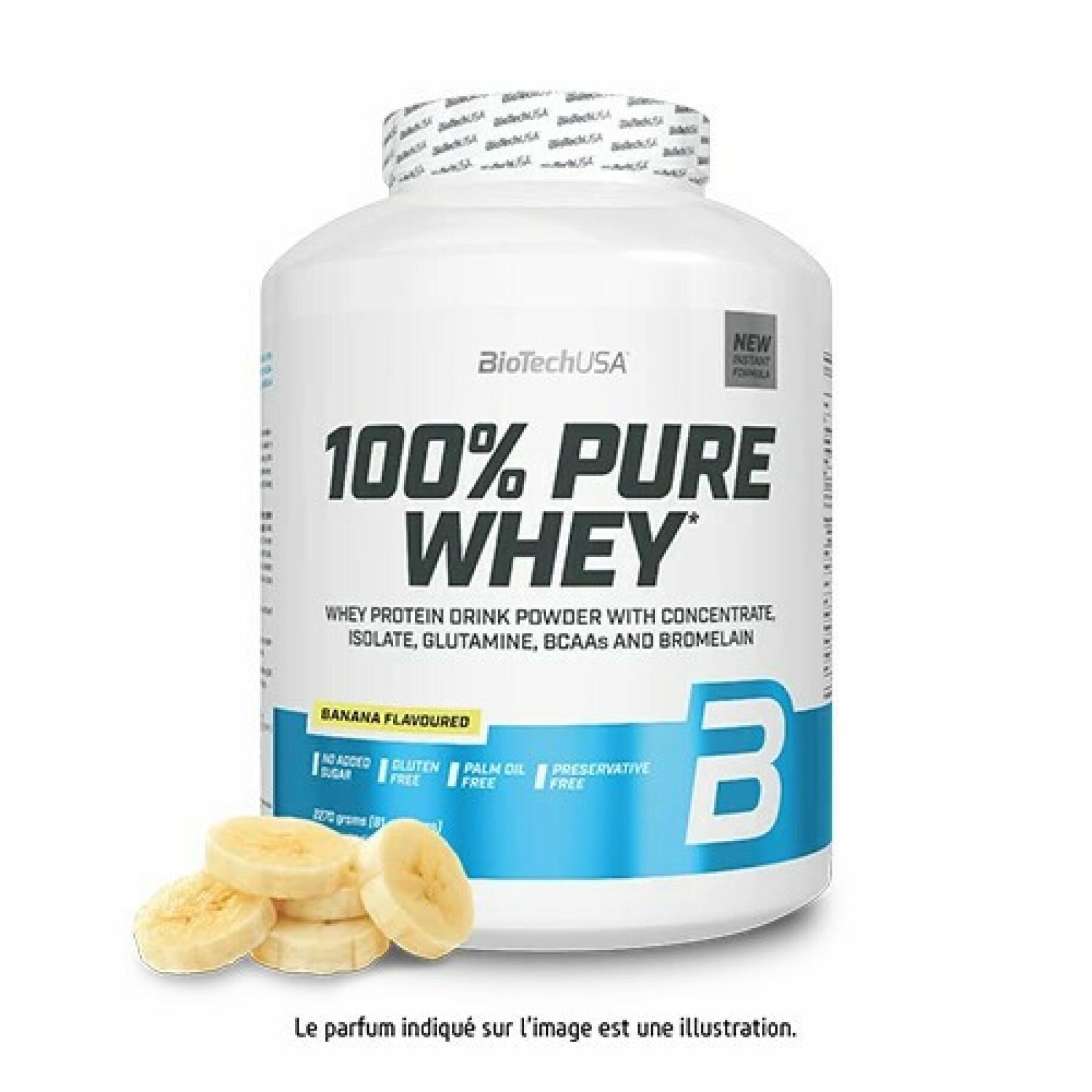 100% czystego białka serwatkowego w słoiku Biotech USA - Banane - 2,27kg