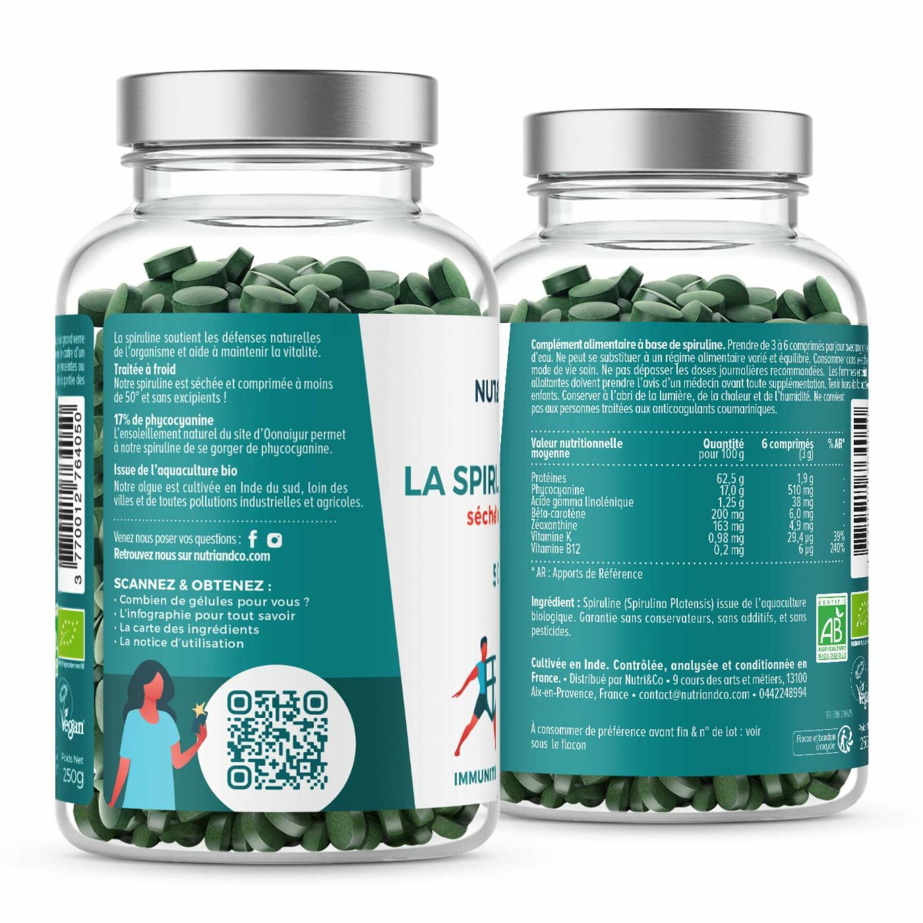 500 tabletek w 100% organicznej spiruliny Nutri&Co