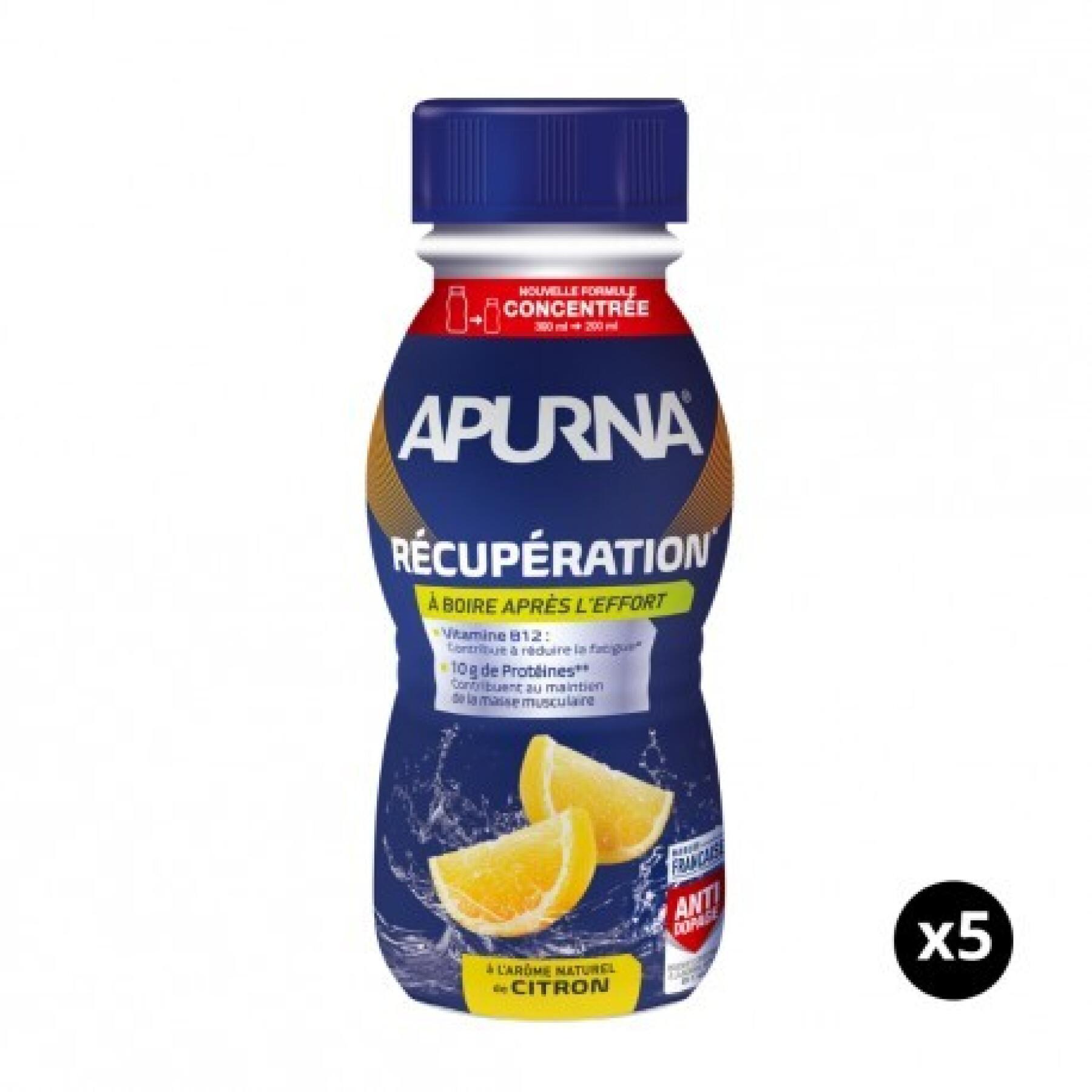 Opakowanie 5 butelek na napoje regeneracyjne z cytryną Apurna