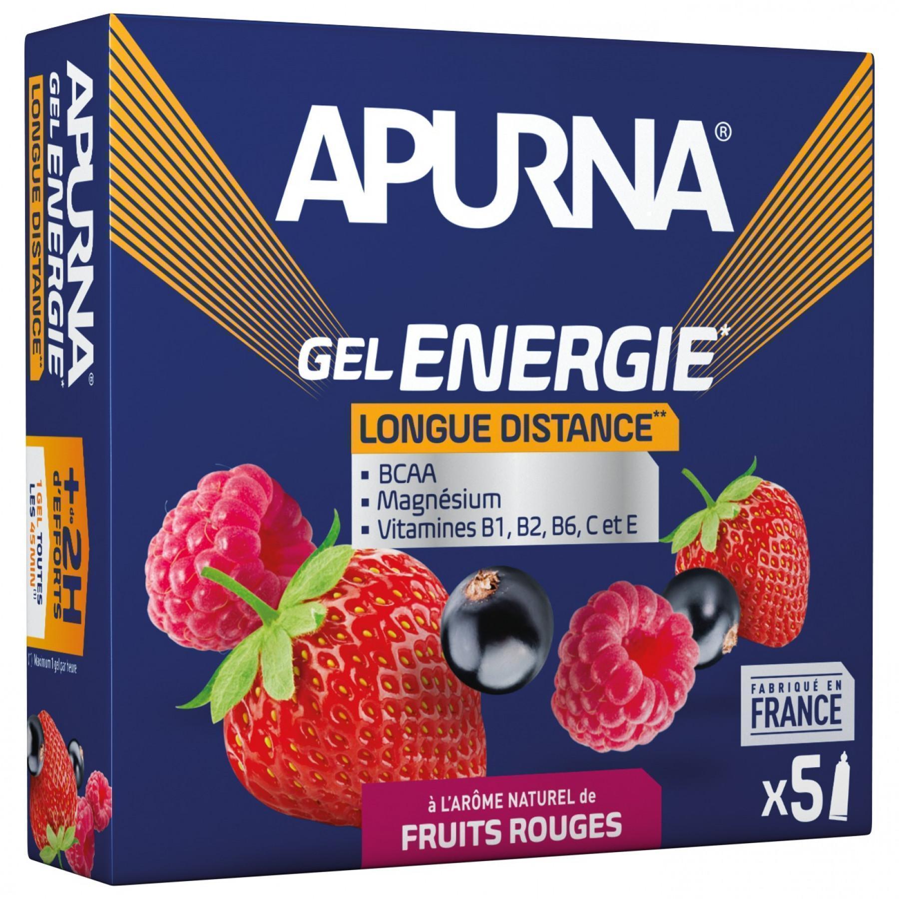 Opakowanie 5 żeli Apurna Energie Longue Distance Fruits Rouges - 35g