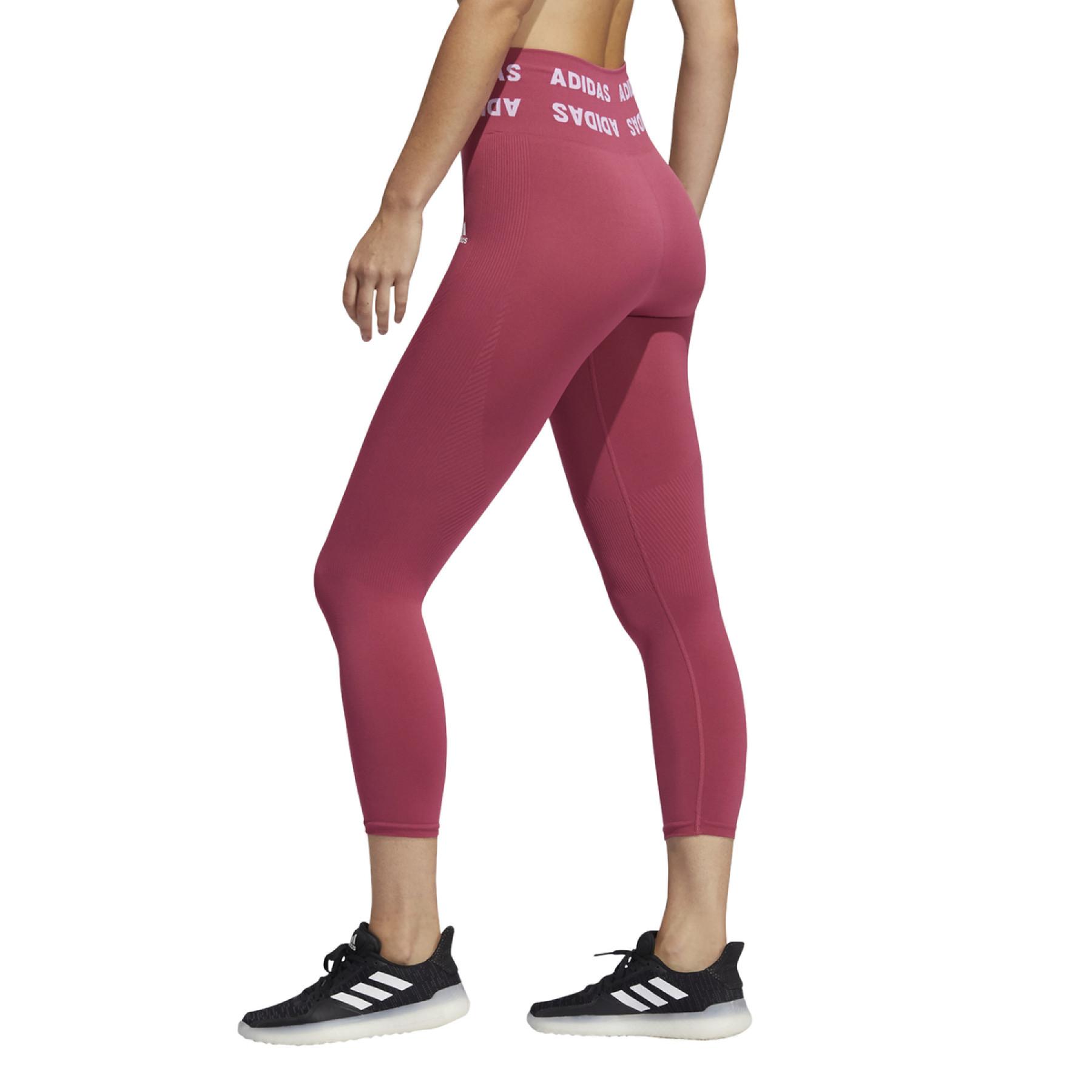 Damskie legginsy z wysoką talią adidas Training Branded Aeroknit 7/8