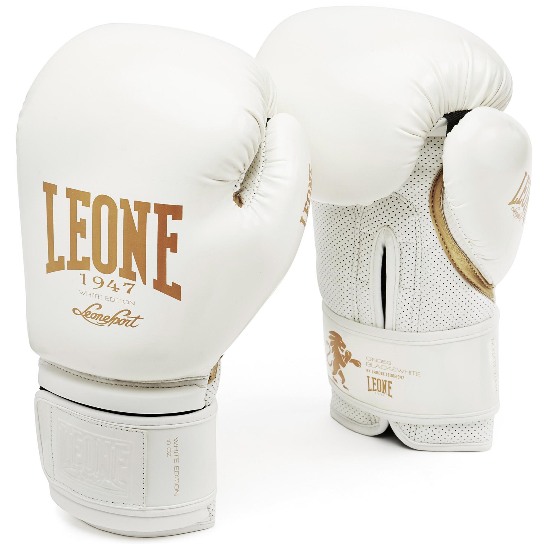 Czarno-białe rękawice bokserskie Leone 16 oz