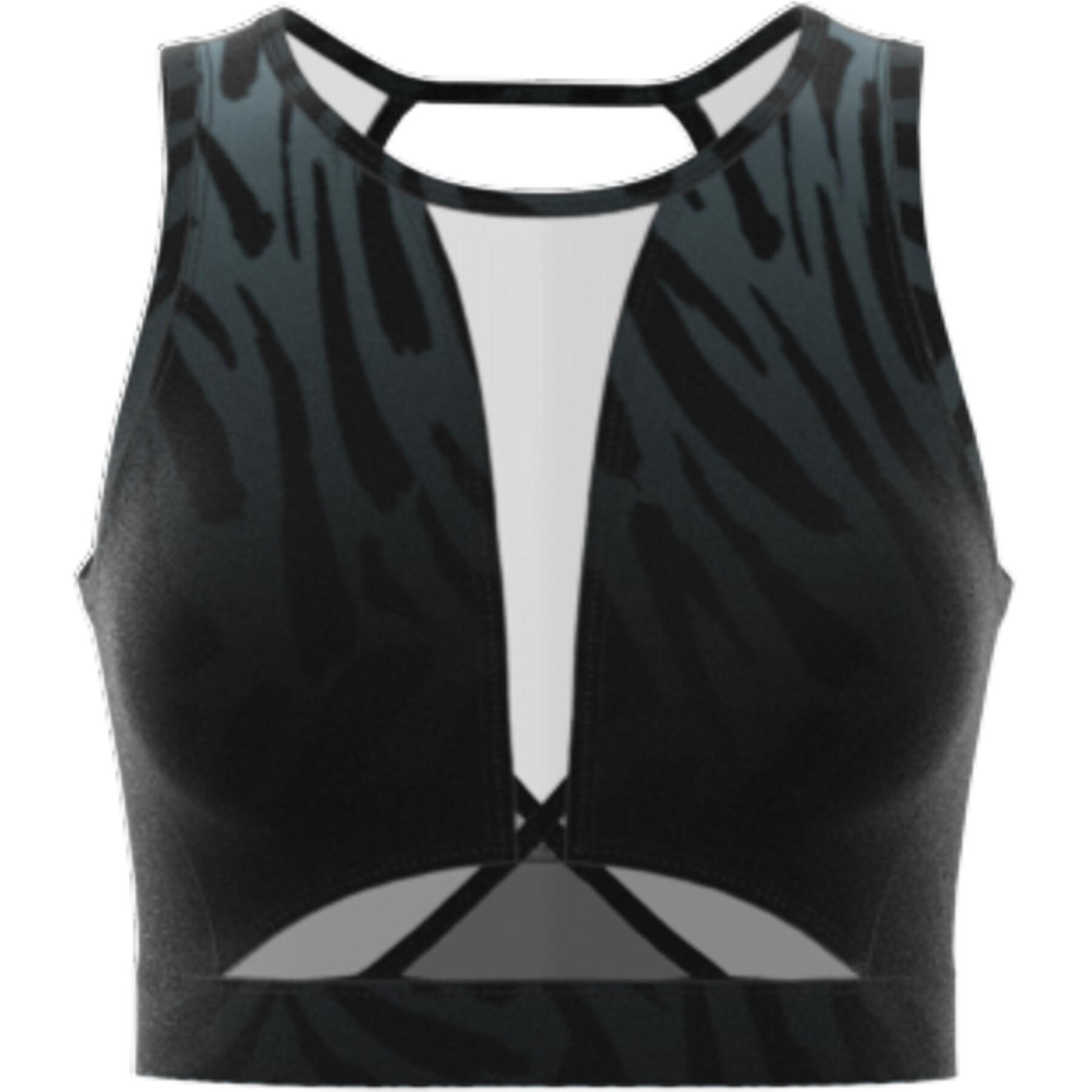 Biustonosz damski adidas Training Light-Support Long-Line Tiger-Print