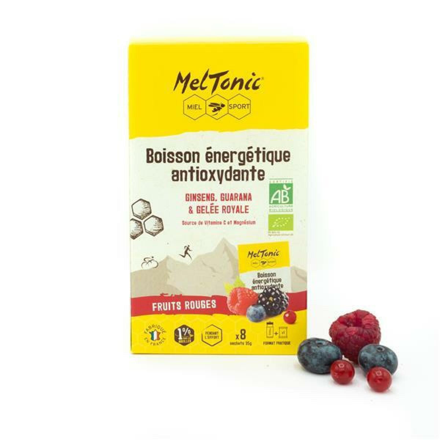 Opakowanie 6 saszetek ekologicznego antyoksydacyjnego napoju energetycznego czerwone owoce Meltonic 35 g