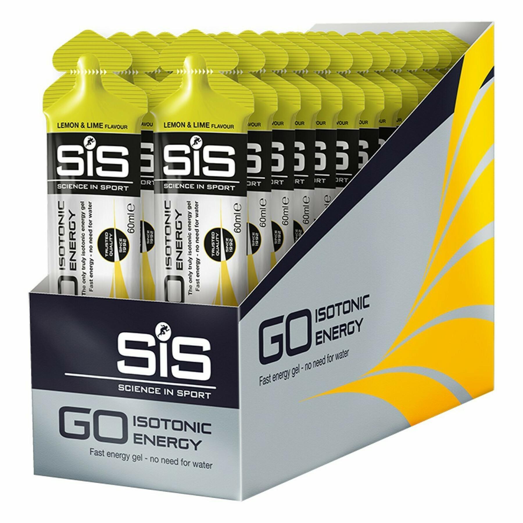 Opakowanie 30 żeli energetycznych Science in Sport Go Isotonic - Lemon & Lime - 60 ml