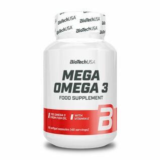 Opakowanie 12 słoików z witaminami Biotech USA mega omega 3 - 90 Gélul