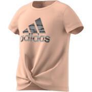 Koszulka dziewczęca adidas Primegreen AEROREADY Training Dance Move Knotted Metallic Logo-Print